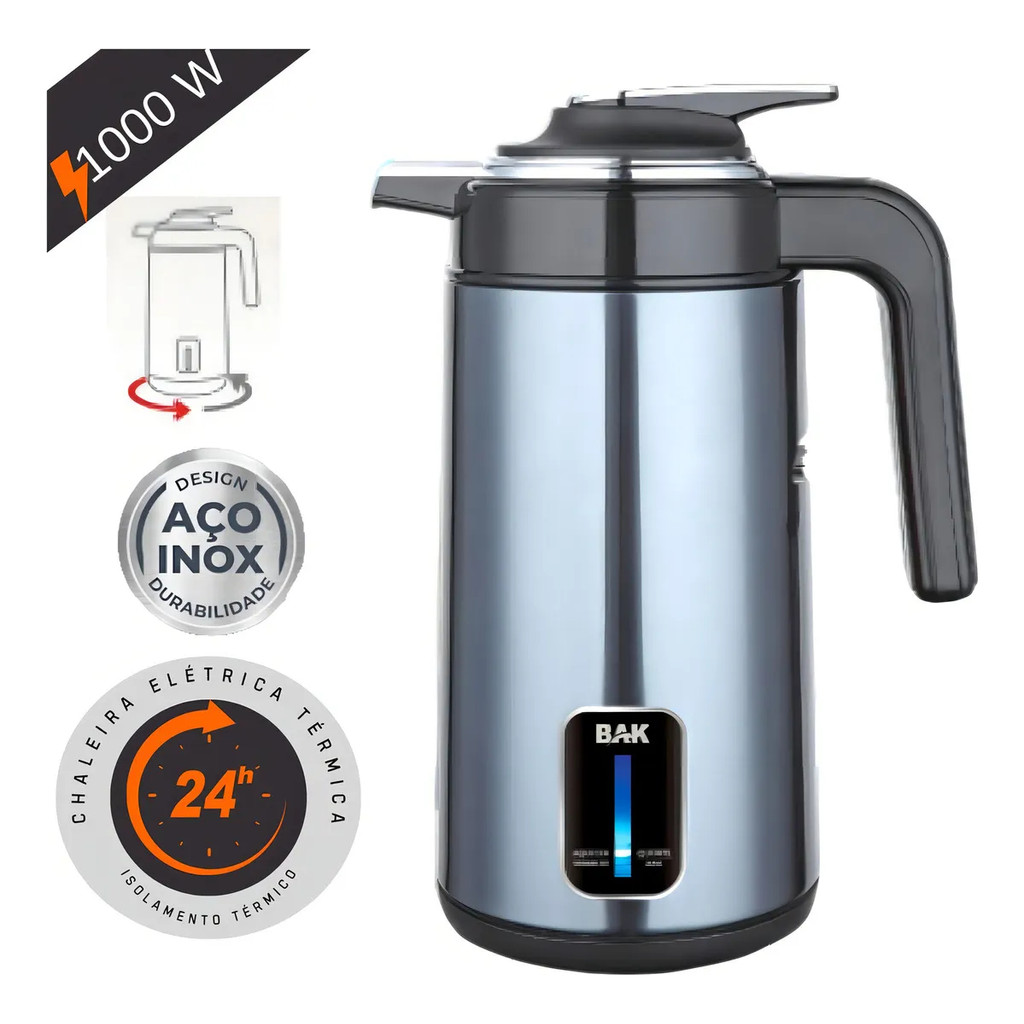 Chaleira Térmica Elétrica Premium Bak Inox 24h