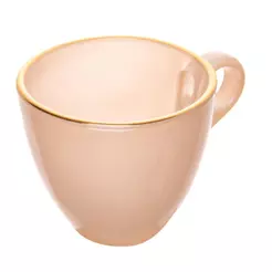 4 Xícaras Chá com Pires Milky Fio de Ouro 170ml Areia Vidro