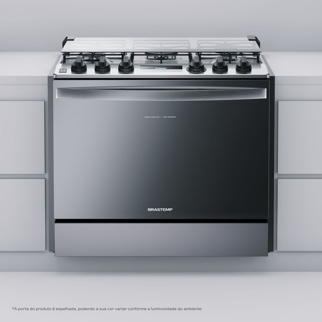 Fogão Brastemp 5 Bocas de Embutir Cor Inox com Turbo Chama e Touch Timer - BYS5PCR