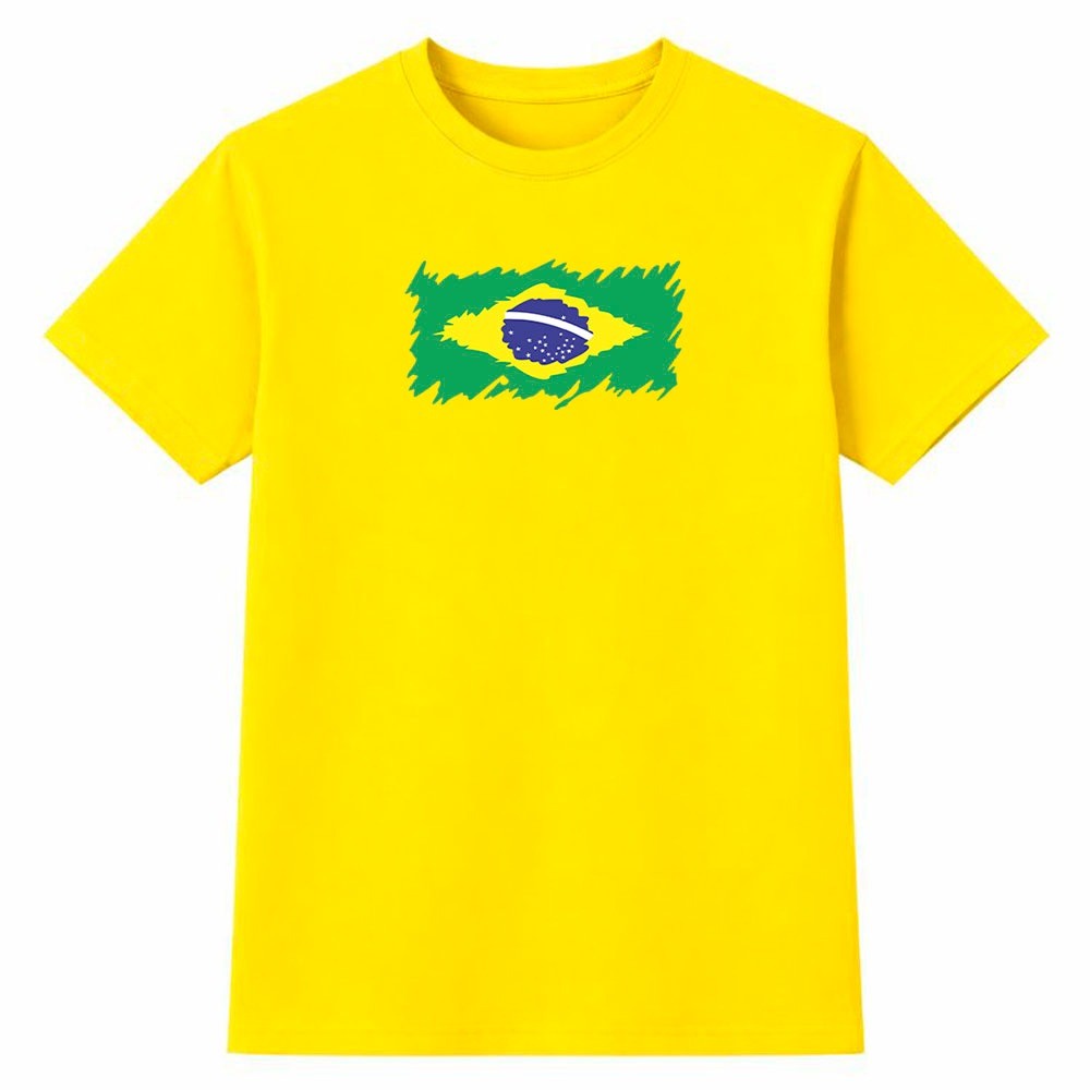 Camiseta Feminina 100% Algodão Camisa Brasil Copa do Mundo Futebol Torcida Verde Amarela Moda