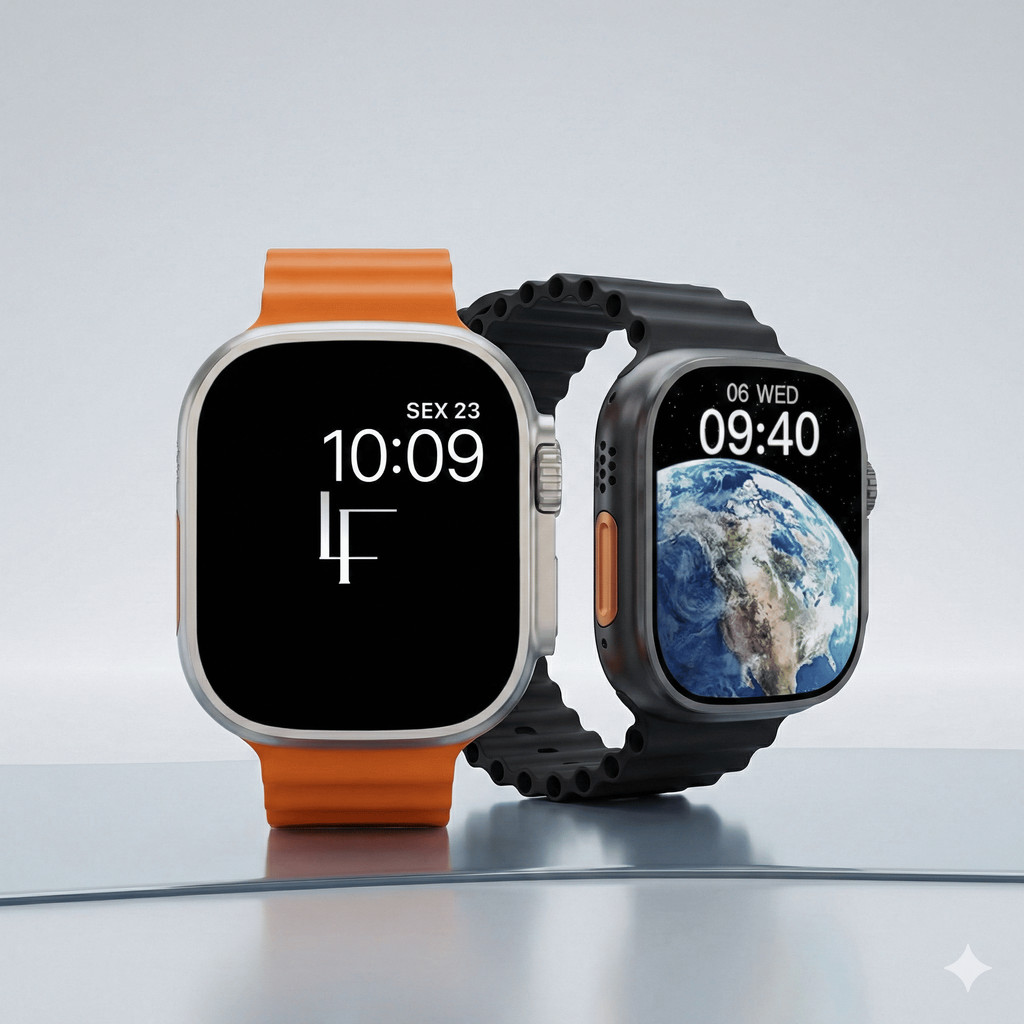 Smartwatch 68 Plus 41mm Inteligente com Tela Infinita Chamadas GPS e Duas Pulseiras Inclusas