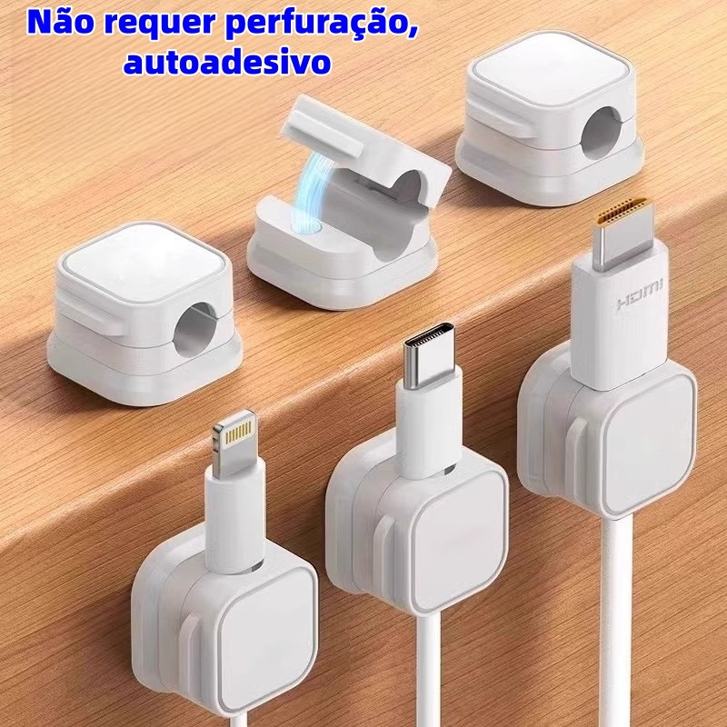 Kit Organizador Magnético De Cabos E Fios Autoadesivo – Suporte Para USB , HDMI Carregadores