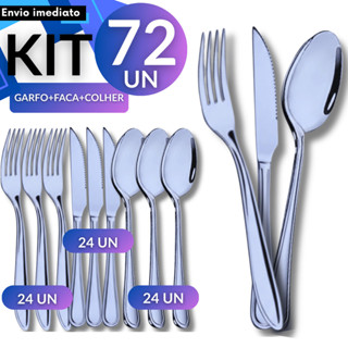 Conjunto 72 Peças Talheres Inox Garfo Faca Colher Polido Alto Brilho Aço Inoxidável Reposição Casa em Oferta na Shopee