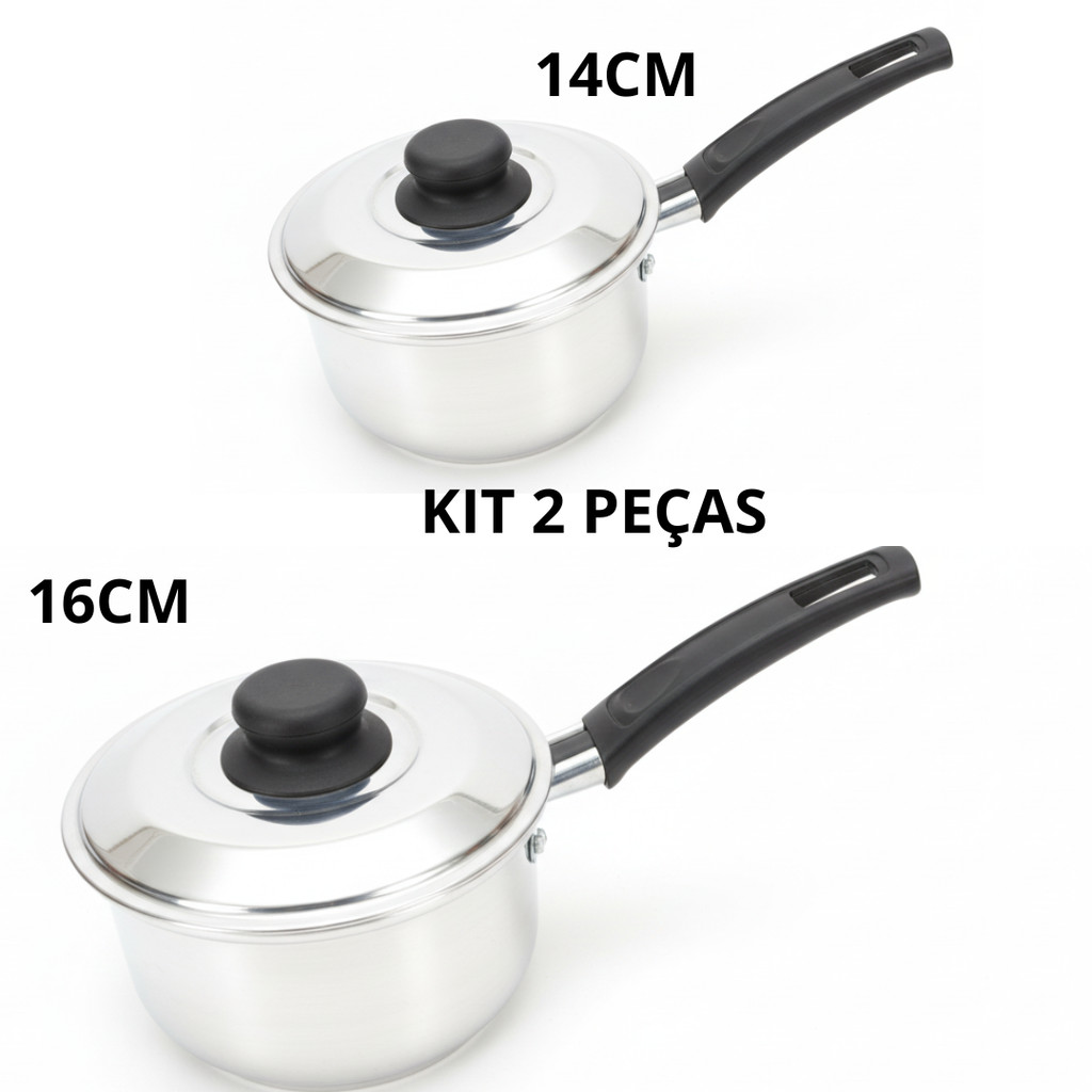 KIT 2 Caçarolas polidas tamanhos 14 e 16