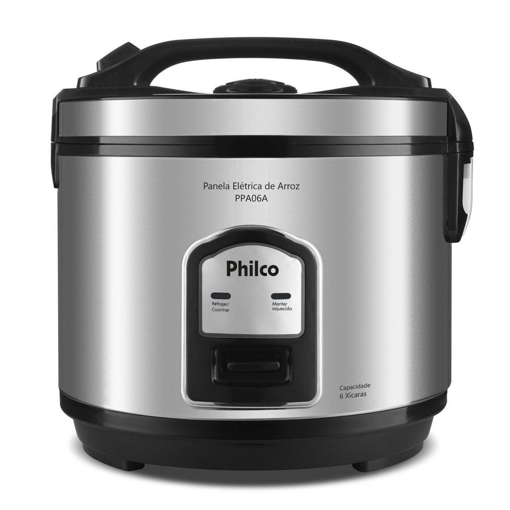 Panela de Arroz Elétrica Philco 6 Xícaras Inox 400W PPA06A em Oferta na Shopee