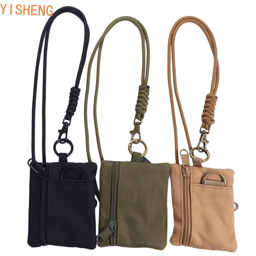 YISHENG Mini Carteira De Tecido Oxford , Bolsa De Moedas Casual Com Zíper Pendurado No Pescoço , Nylon Cordão Porta-Cart