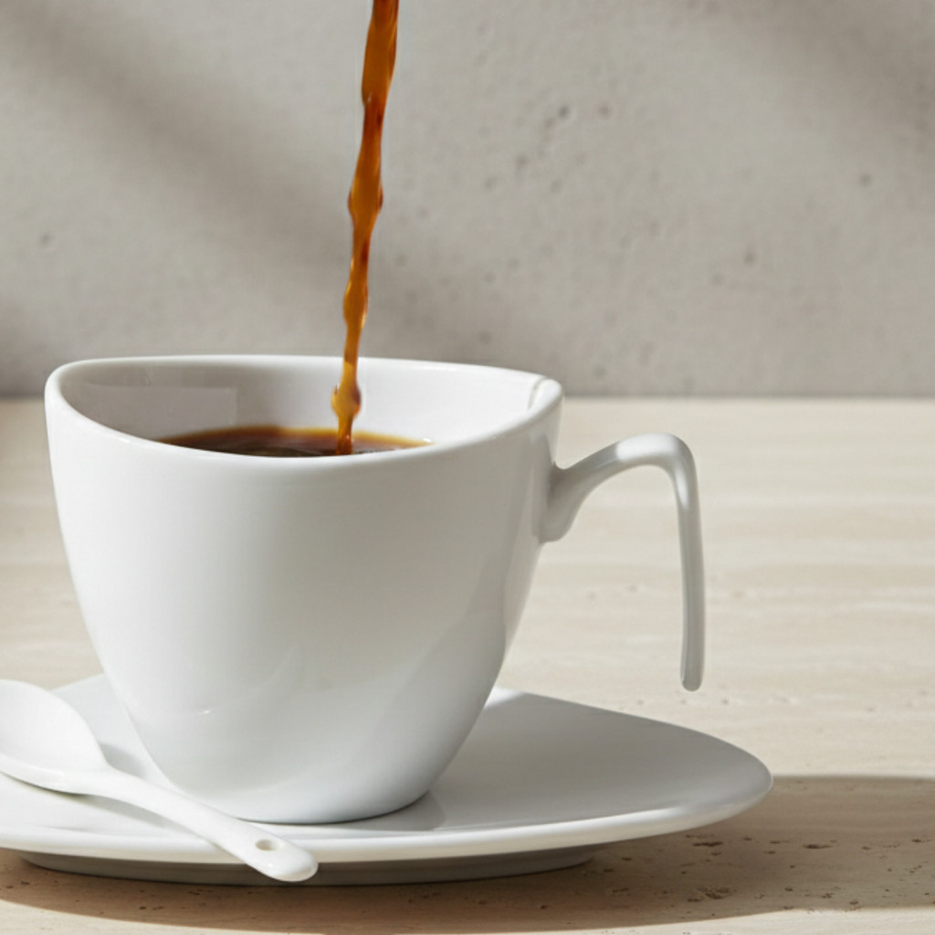 Conjunto de 6 Xícaras em Porcelana Branca Com Pires e Colher Café 80ml