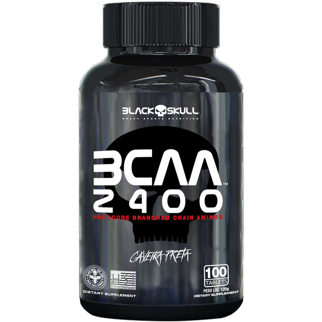 BCAA 2400 - Aminoácidos - 100 Tablets - Black Skull em Oferta na Shopee