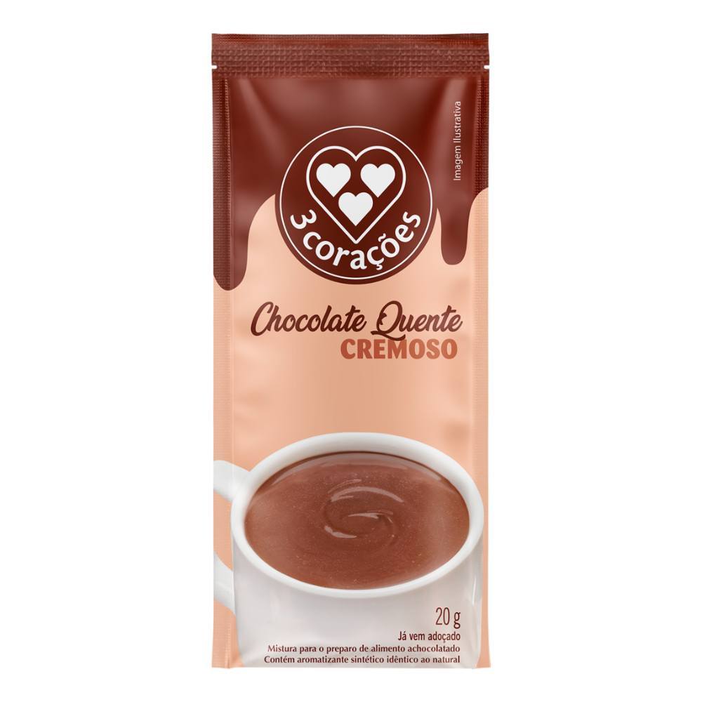 Chocolate Quente 3 Corações Cremoso em Pó Sachê 20g