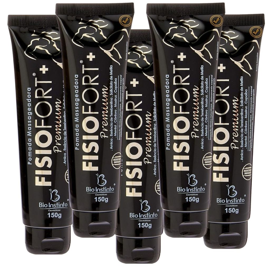Kit 5 Pomada Massageadora Fisio Fort Premium 150g original - Bio Instinto