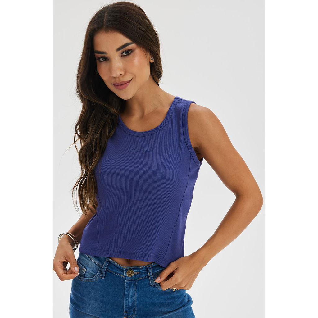 Regata Feminina Canelada Polo Wear Azul em Oferta na Shopee