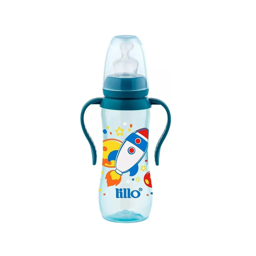 Mamadeira Lillo Sonho com Alça Acinturada 240ml +6Meses Azul