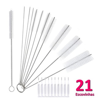 Kit 10 Escovas Limpeza Multiuso +1 Escova p/ Canudo + 10 Mini Escovinhas