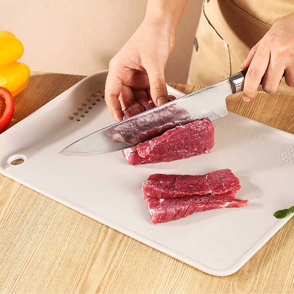 Tábua de Carne C/ Escorredor Multiuso 33x22CM Triturador de Alho Churrasco