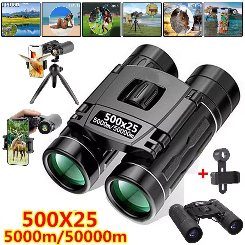 Binóculos Portáteis HD Zoom 500X25/80X100 Telescópio Poderoso Dobrável Com Visão De Longa Distância Para Caça Ao Ar Livr