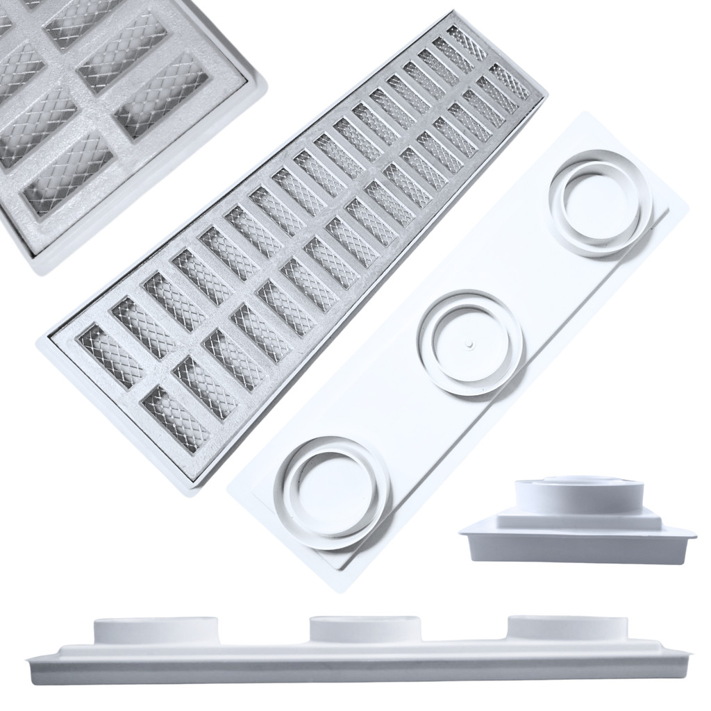 Ralo para Laje 15x50 Aluminio Quintal Sacada com Tela Coletor Rasa Branca
