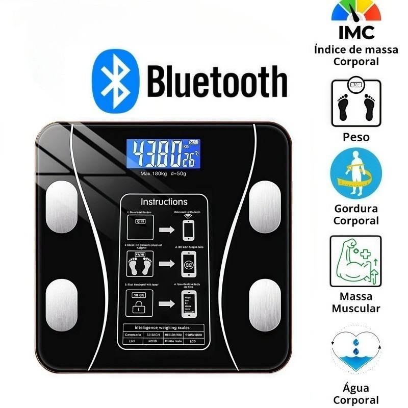 Balança De Gordura Corporal Medição Precisa Conexão Digital Bluetooth Bateria Recarregável Embutida em Oferta na Shopee