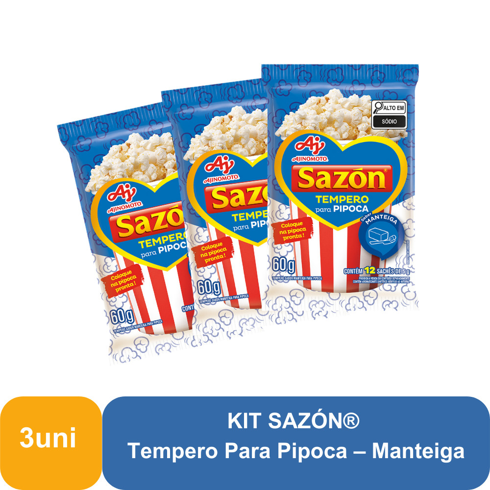 KIT SAZÓN®  Tempero Para Pipoca – Manteiga - 3 Unidades em Oferta na Shopee