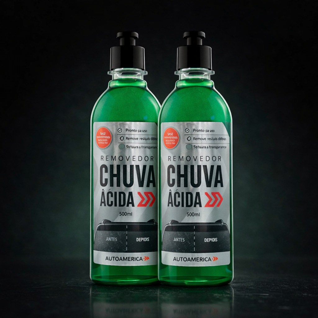 Kit c 2 Limpador De Vidros Removedor Chuva Ácida Autoamerica 500ml Limpa Vidros Box Desengordurante Detergente Carro Cas