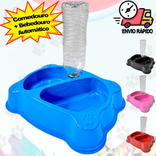 Comedouro Com Bebedouro Automático Cachorro Gato Pote Ração Pet em Oferta na Shopee