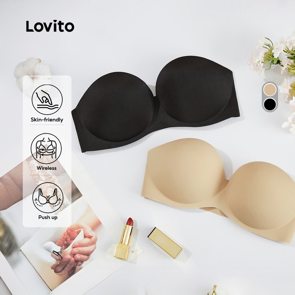 Lovito Sutiã Push-up Elegante Sem Alças Sem Costas Com Bojo Removível E Sem Fio Para Mulheres L344l016 em Oferta na Shopee