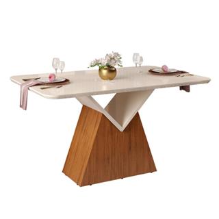 Mesa Argo 136cm Tampo de Vidro Freijó/Off White em Oferta na Shopee