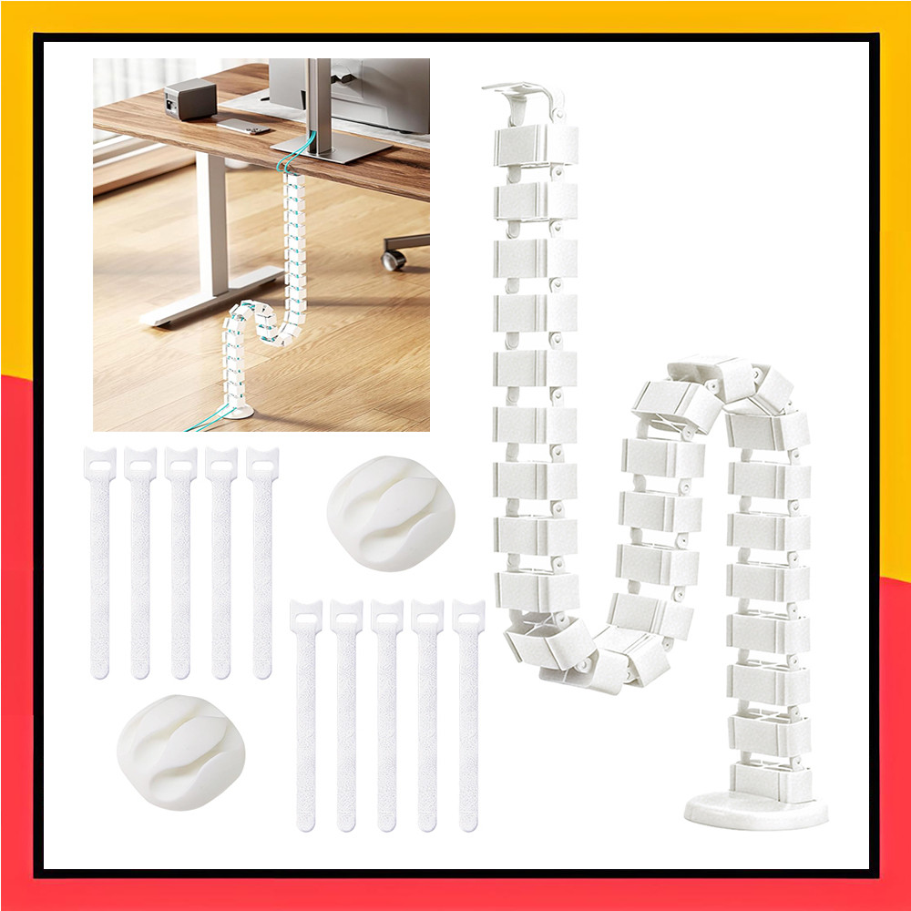Conjunto de cabos para coluna com altura ajustável do tubo de cabo branco