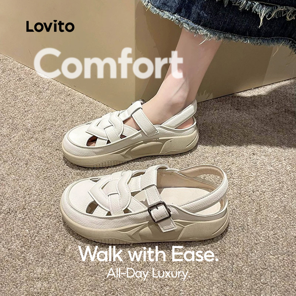 Lovito Braid Casual Rasteirinhas para Mulheres LFAS4039 em Oferta na Shopee