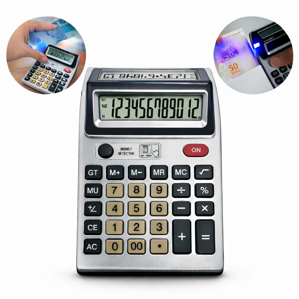 Calculadora Eletrônica Duplo Visor Com Luz Teste De Nota Falsa