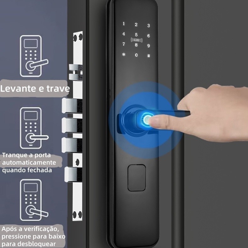 Sistema de língua portuguesa Fechadura Digital Biométrica Eletronica Touch Biometria
