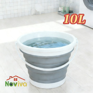 Balde de Silicone Retrátil 10L Noviva | Ideal para Camping, Viagem e Limpeza Doméstica em Oferta na Shopee
