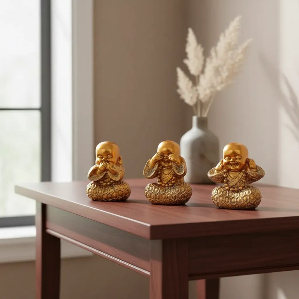 Buda Decoração Monges Trio De Budas Bebê Sabedoria Cego Surdo e Mudo  Jardim Zen Monge Novo