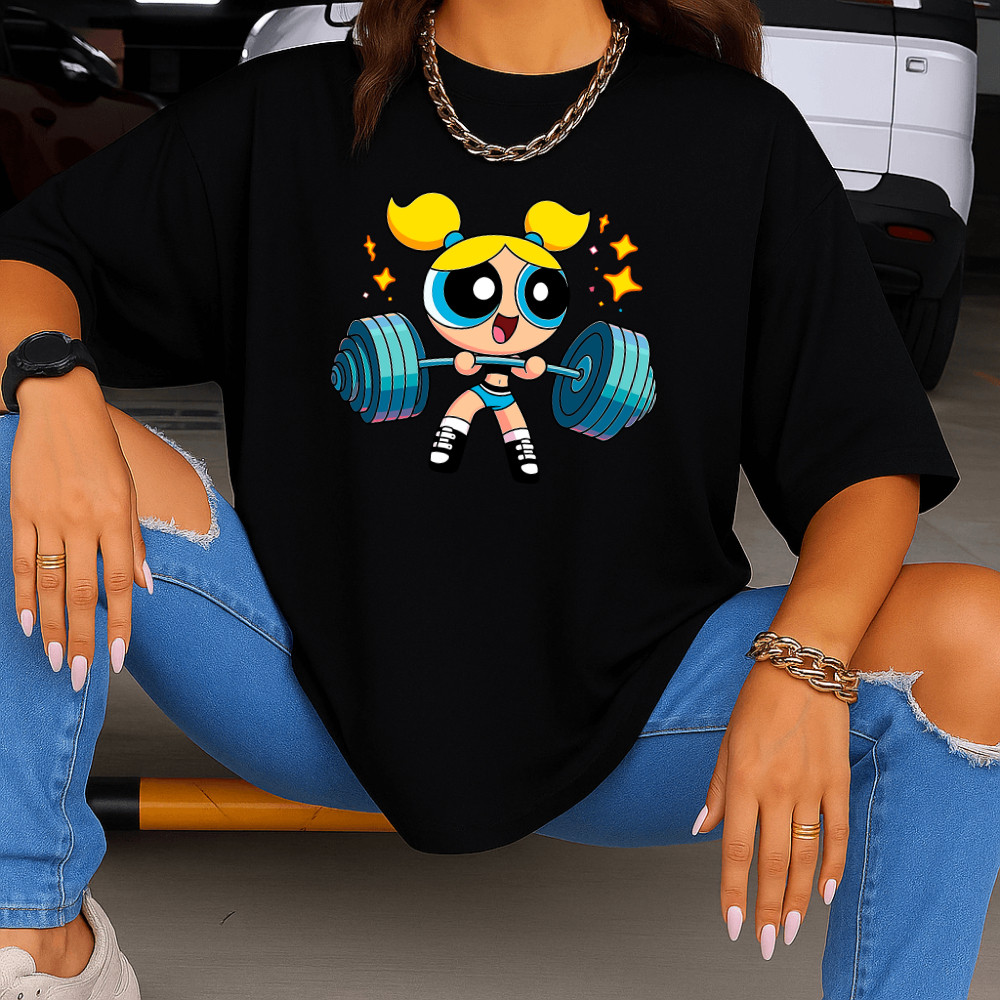 Shirt Camisetão Meninas Superpoderosas Lindinha Docinho Florzinha Para Academia Feminina Treino Gym
