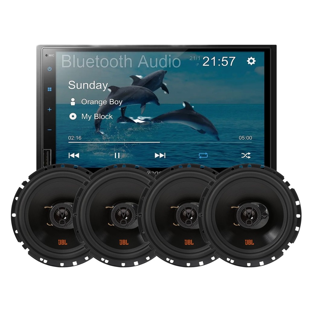 Central Multimidia Pioneer Dmh 145BR Golfinho + 4 Alto Falante Jbl Flex 6 Polegadas