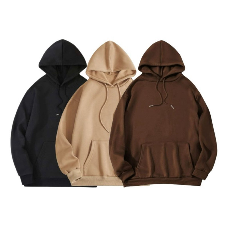 Kit 3 Blusas Moletom Canguru Com Capuz Liso Frio Unissex Masculino e Feminino Com bolso Algodão