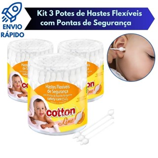 3 Potes de Hastes Flexíveis Com Pontas De Segurança Para Bebês Recém Nascido Antigerme 45 Un Cada em Oferta na Shopee
