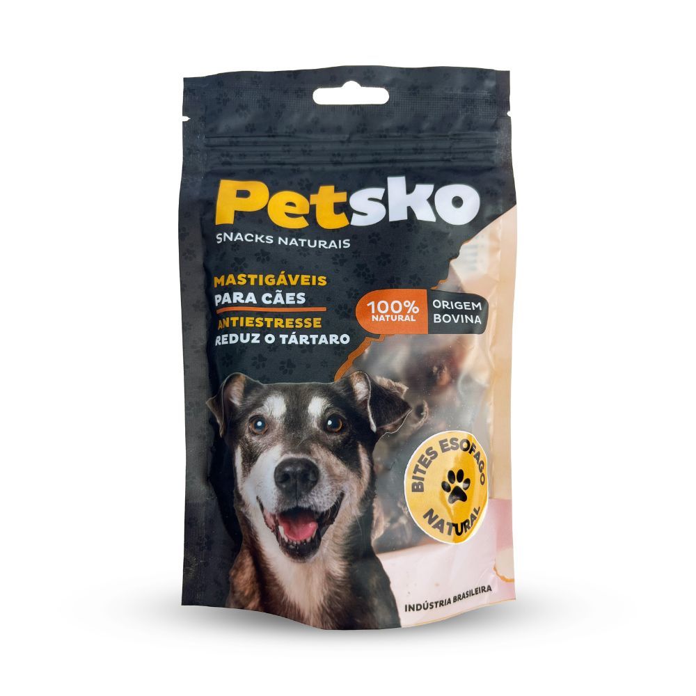 Petiscos Mastigáveis para Cães Petsko Esôfago Bovino Desidratado 80g em Oferta na Shopee