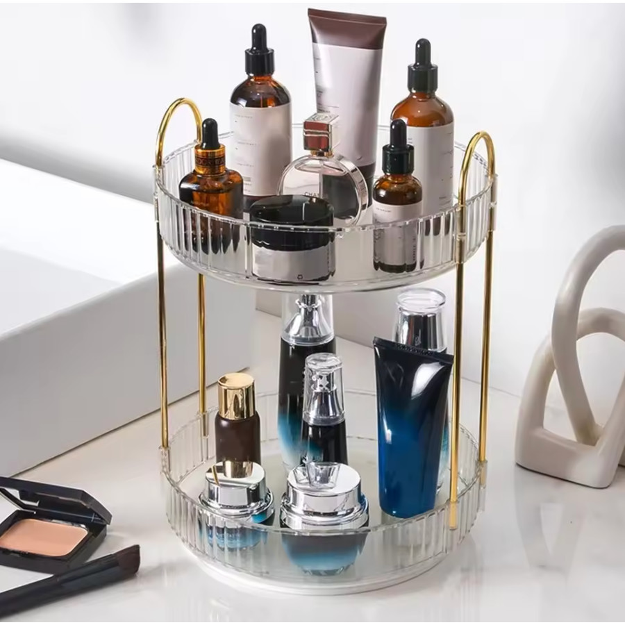 Organizador de Maquiagem Giratório Suporte Multiuso 2/3 Andares p/ Cosméticos e Perfumes Loong