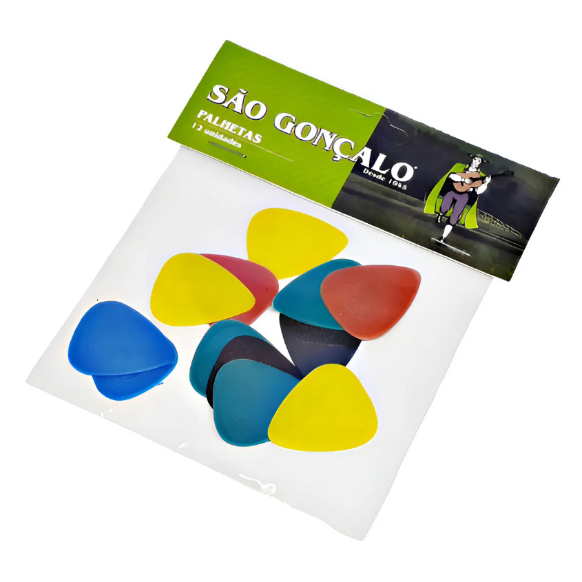 KIT 12 PALHETAS NYLON 0.80MM MÉDIA VIOLÃO GUITARRA SÃO GONÇALO