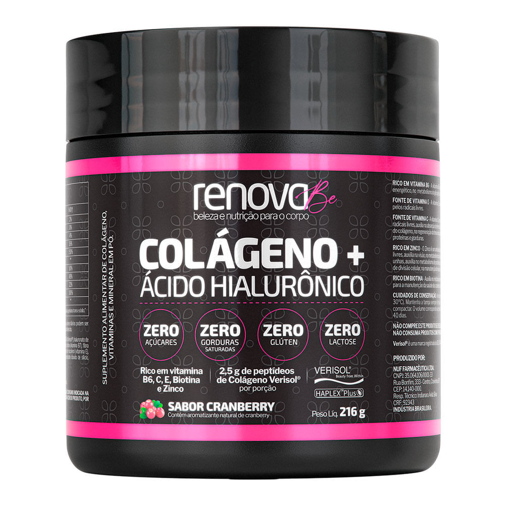 Colágeno + Ácido Hialurônico Renova Be Sabor Cranberry 216g em Oferta na Shopee
