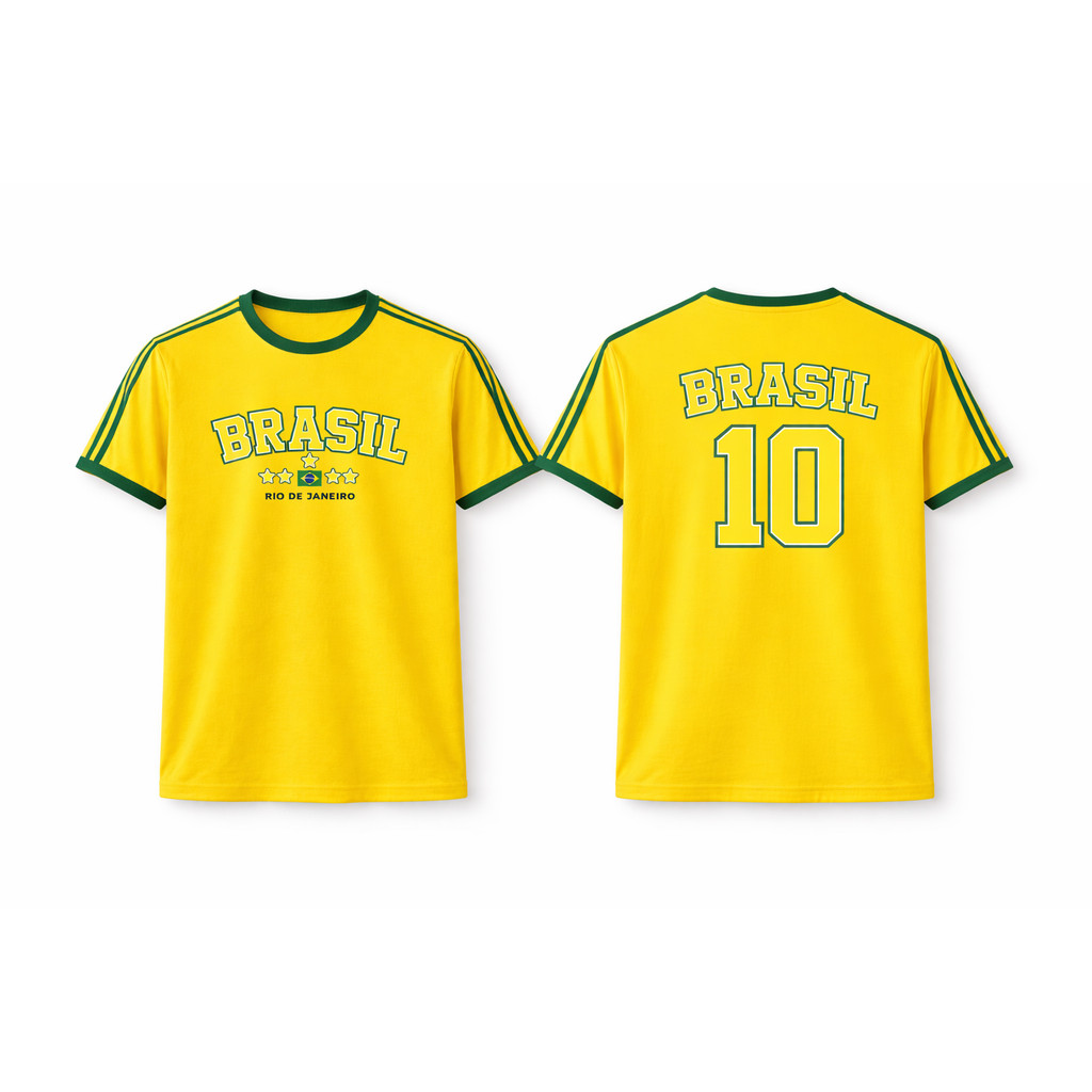Camiseta Masculina Estampada Brasil Copa Do Mundo Casual Adulto 100% Algodão Futebol