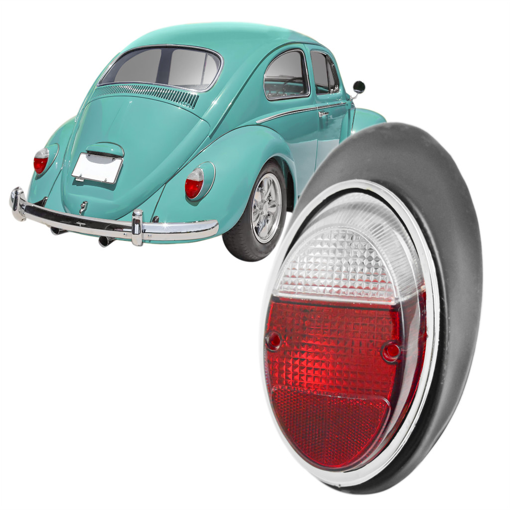 Lanterna Fusca 1300 Traseira 1963 a 1970 com Aro Cromado Lente Cristal - Ld Passageiro