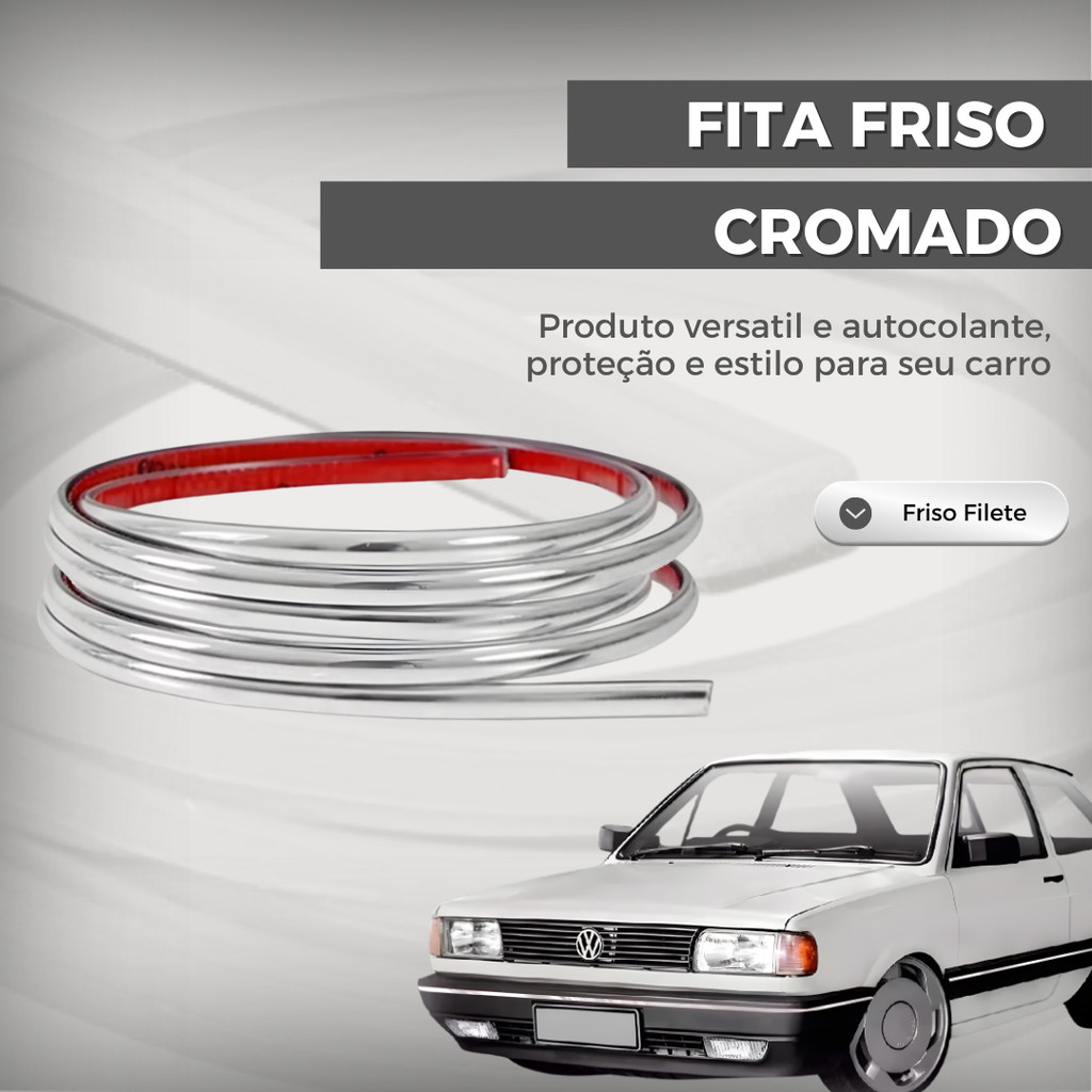 10 Metros Fita Friso Cromado Gol Voyage Parati Saveiro — imagem 2 de 2