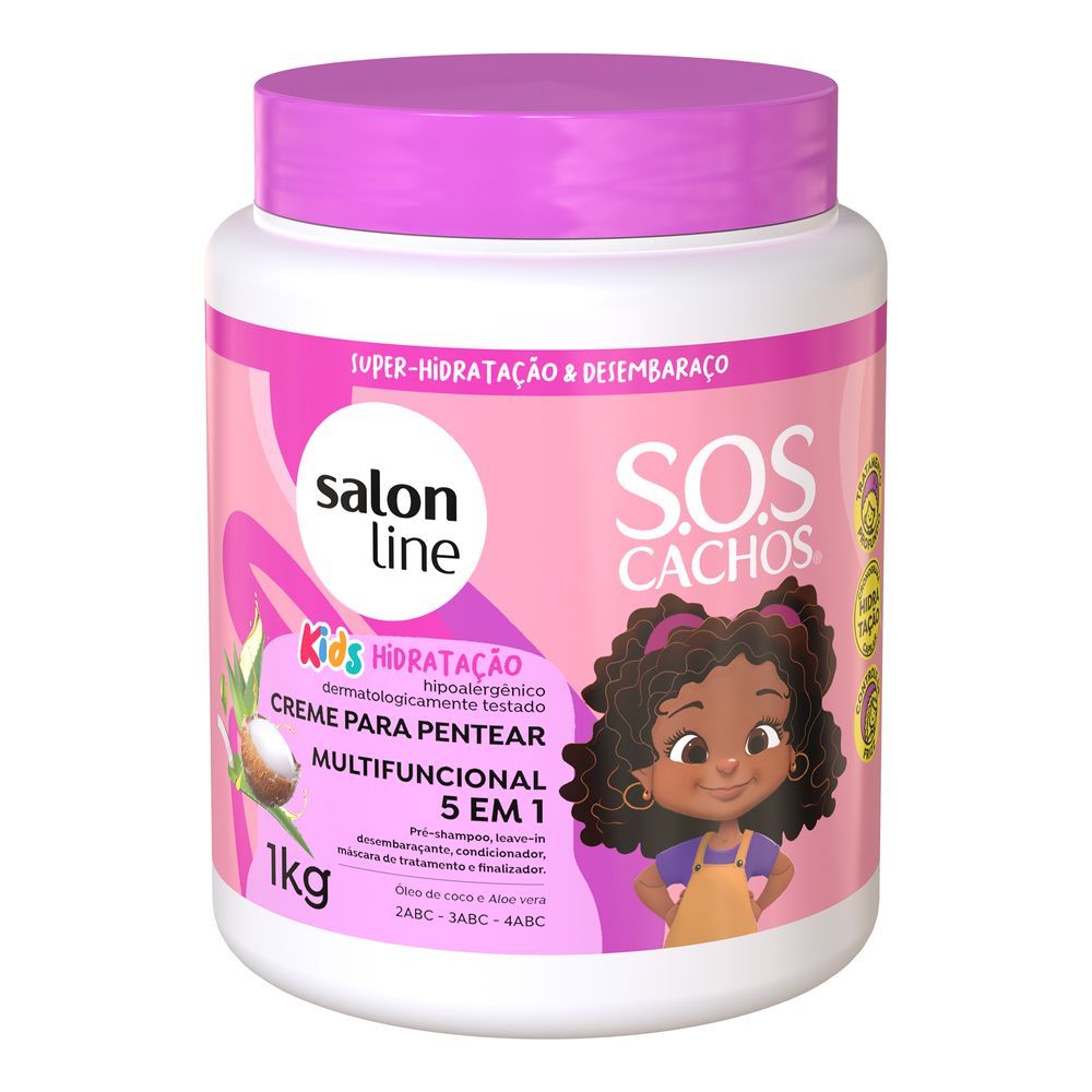 Creme De Pentear Salon Line SOS Cachos 5 Em 1 Hidratação Kids 1Kg em Oferta na Shopee