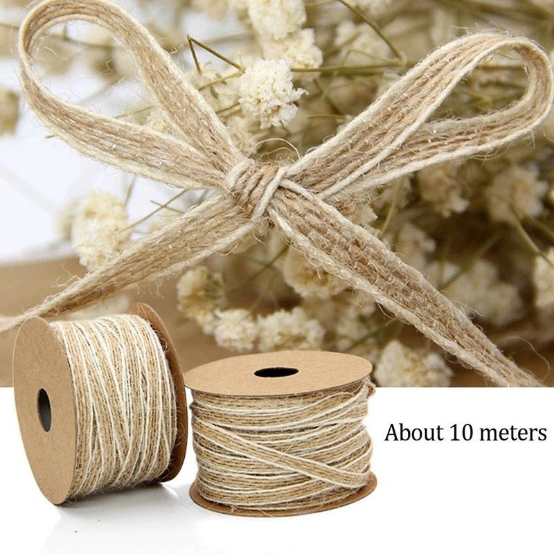10 metros de material artesanal vintage para decoração de casamento rústica, corda de juta marrom natural e fita de juta