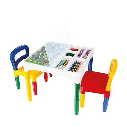 Mesa Mesinha Infantil  Didática Educativa Com Tampa e 2 Cadeiras