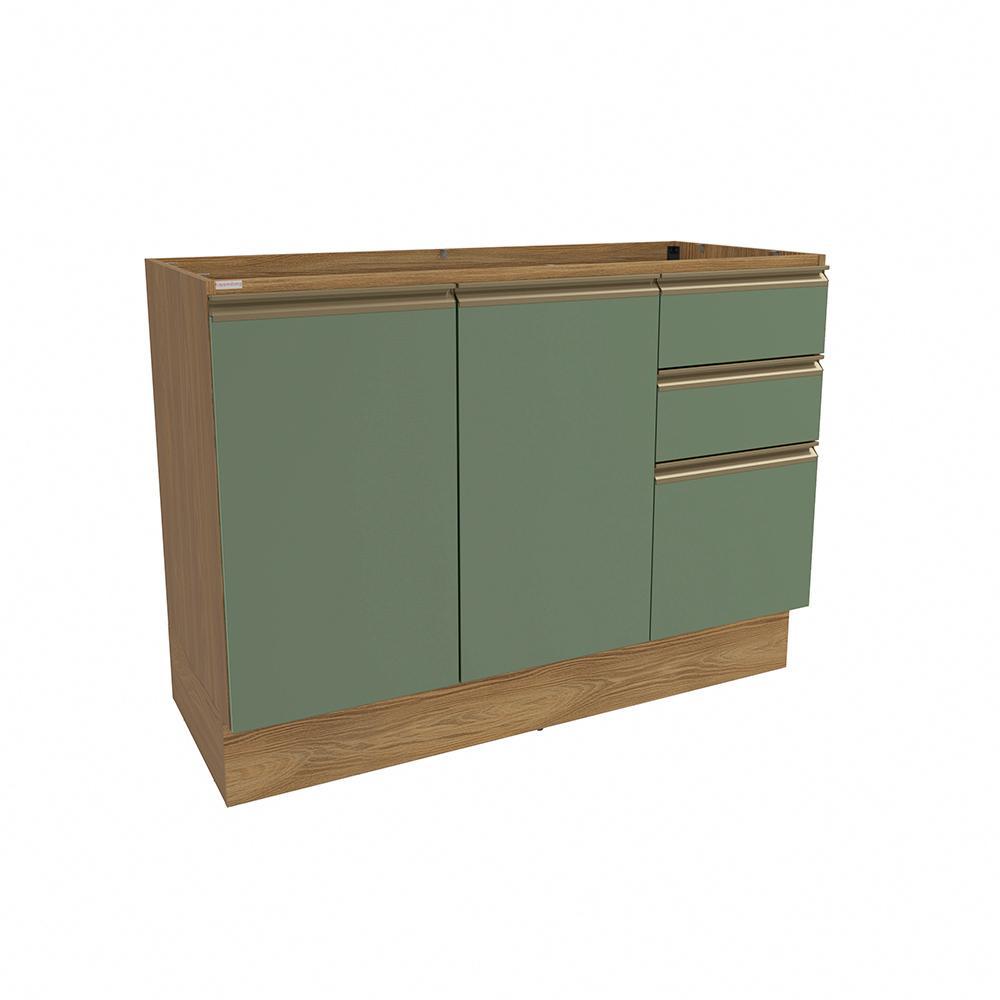 Balcão de Pia Celeste Kappesberg 100% MDF 2 Portas 3 Gavetas Nogueira/Verde 120cm em Oferta na Shopee