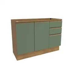 Balcão de Pia Celeste Kappesberg 100% MDF 2 Portas 3 Gavetas Nogueira/Verde 120cm