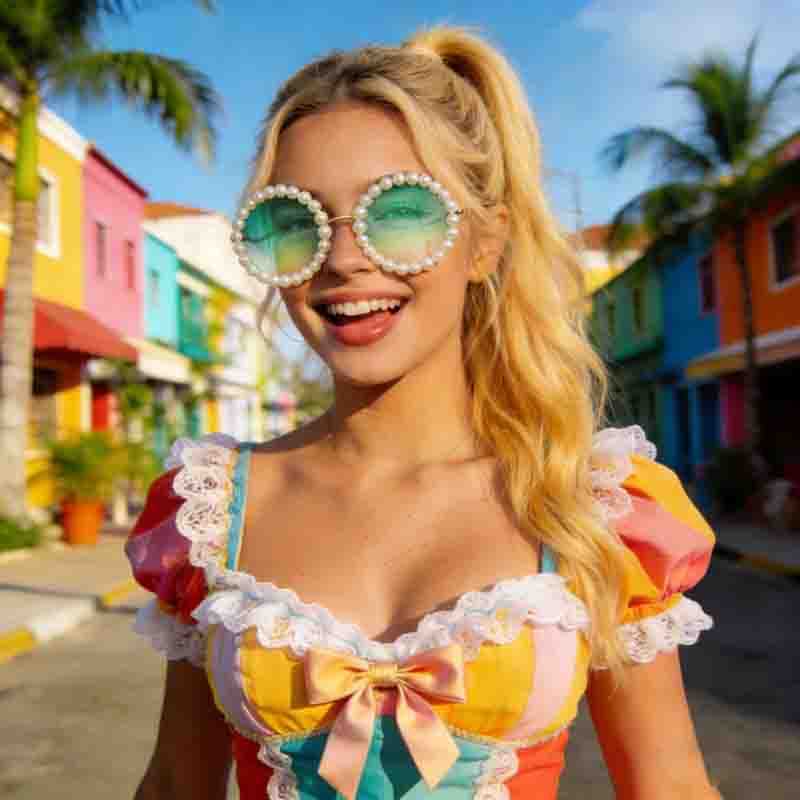 2026 pérola óculos de sol sem moldura armação de Metal óculos de sol de baile feminino praia óculos de sol feminino prot