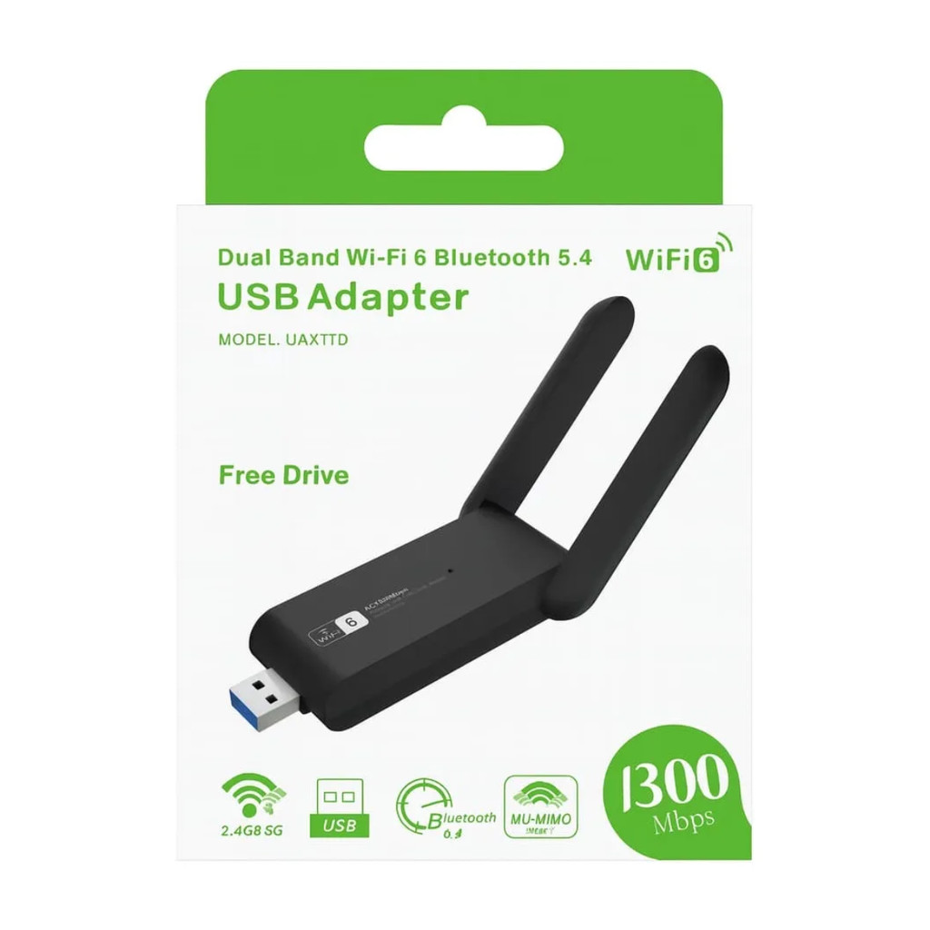 Adaptador Wifi 6g Usb 1300 Pro Potência Dupla De Antenas